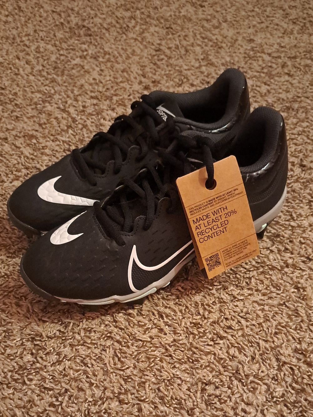 Nike Black Women's Softball Cleats with White Swoosh
